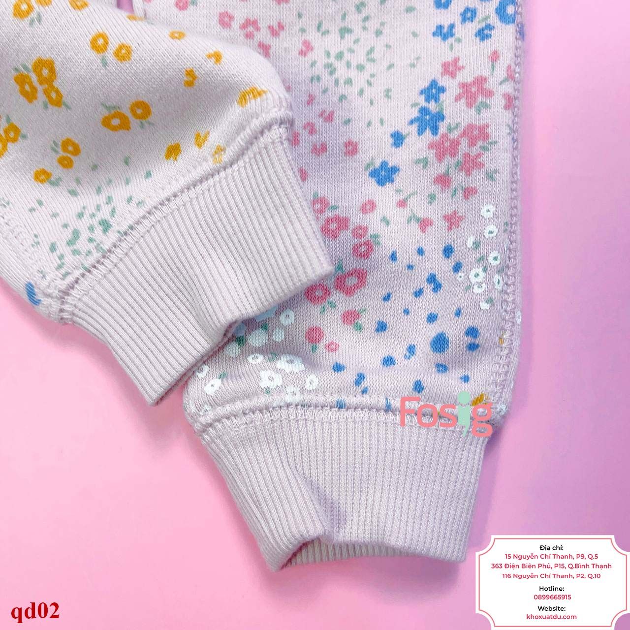 [8-9kg ; 12-16kg] Quần Dài Nỉ Oskos Bé Gái - Hồng Hoa Màu 