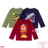  [10-15kg 24-58kg] Set 3 Áo Thun Tay Dài PL Bé Trai - Combo màu ngẫu nhiên 