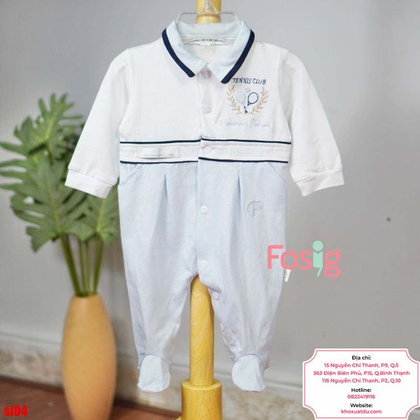  [1m] Sleepsuit Có Vớ Bé Trai - Trắng Xanh Tennis 