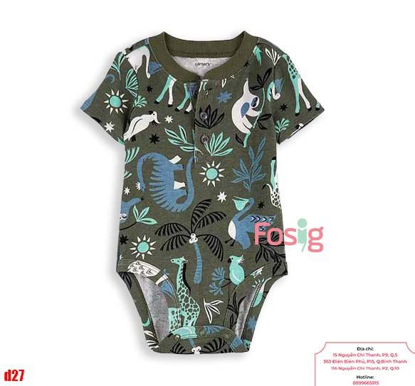  [0-24m] Bodysuit Tay Ngắn Bé Trai Cter50 - Xanh Rêu Thú 