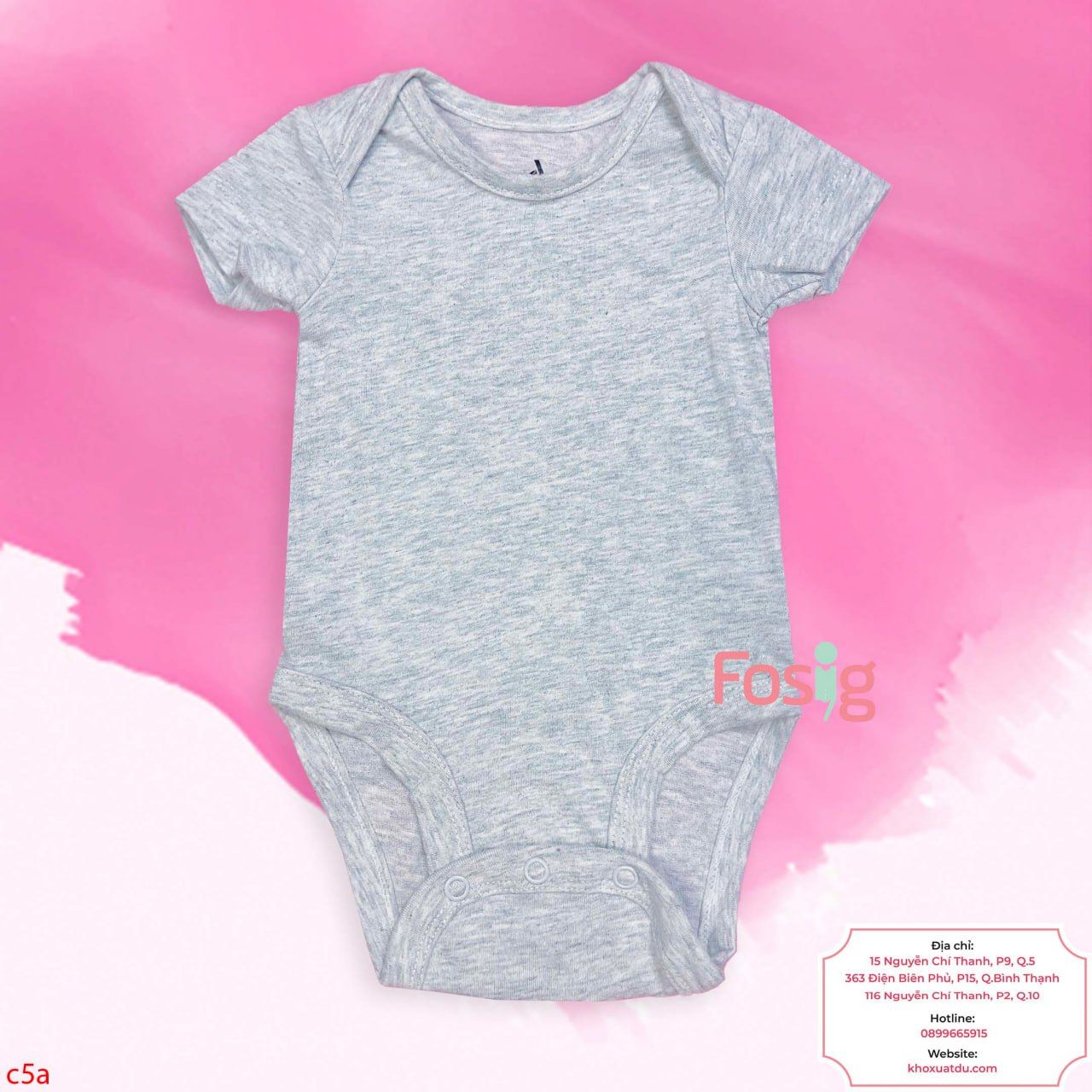  [0-3m] Bodysuit Tay Ngắn Bé Trai - Xám Nhạt TN 