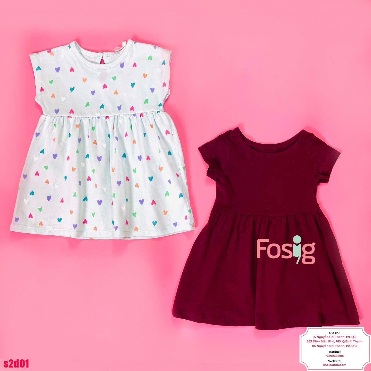  [4-8kg 17-19kg] Set 2 Đầm Thun Cotton Tay Ngắn Bé Gái - Combo màu ngẫu nhiên 