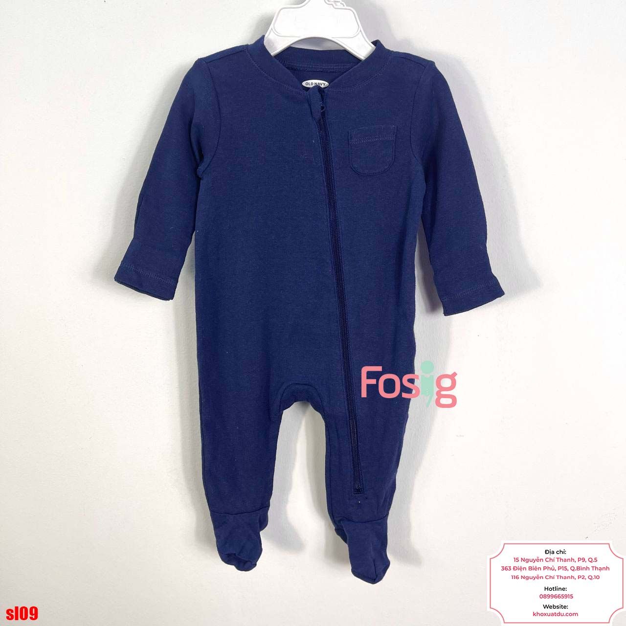  [0-9m] Sleepsuit Khoá Kéo Có Vớ ON Bé Trai - Navy Khóa Kéo 