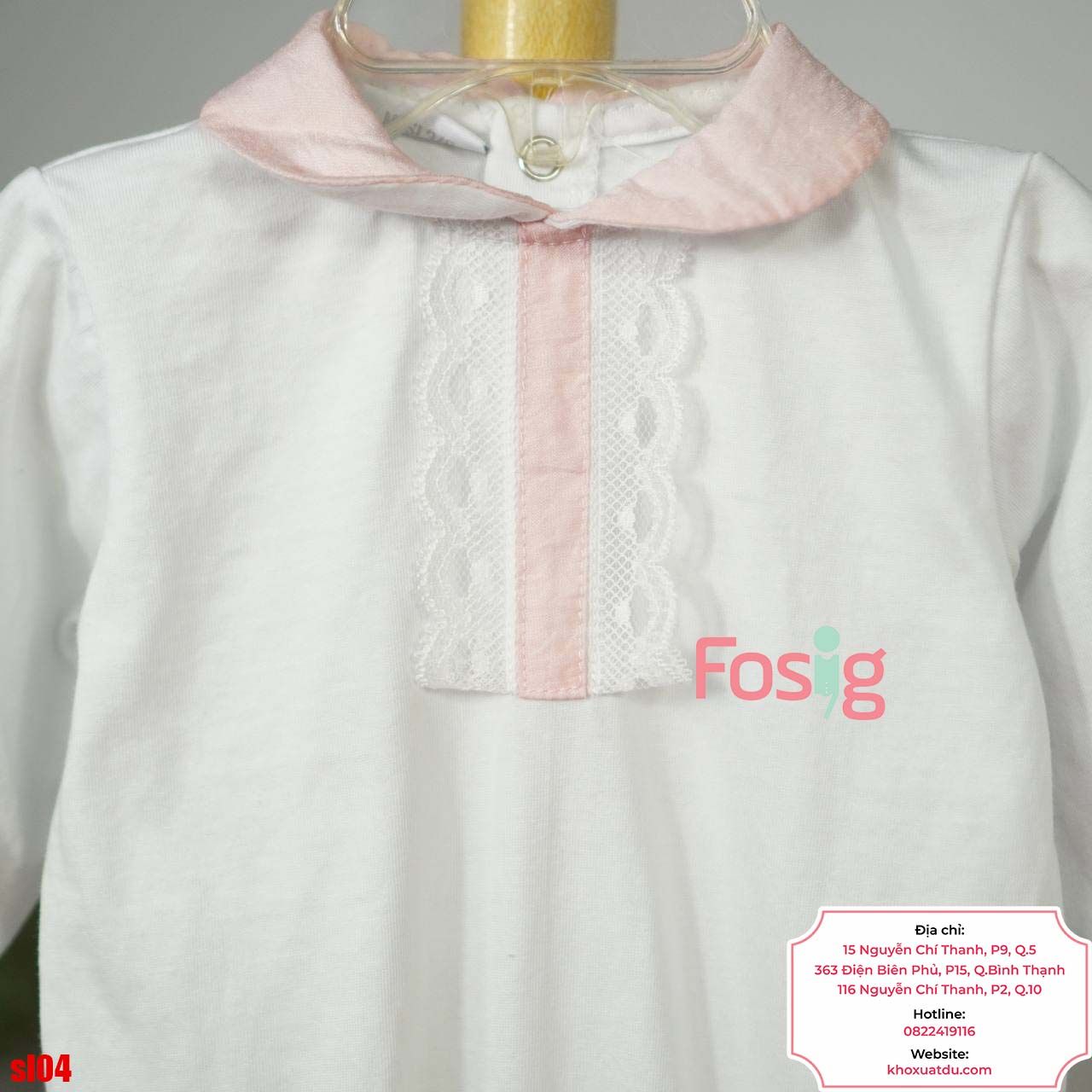  [3m] Sleepsuit Có Vớ Bé Gái - Trắng Ren 