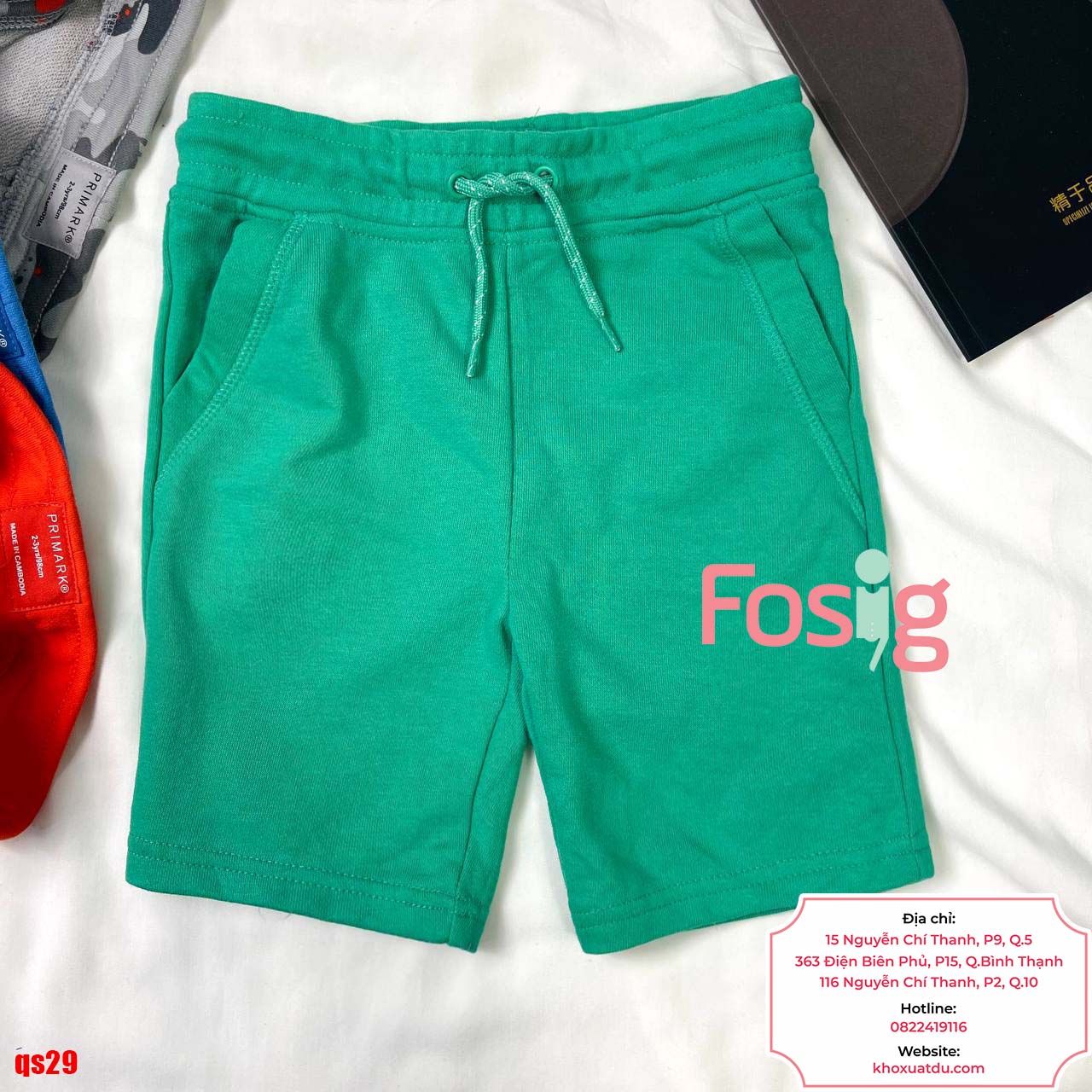  [13-18kg] Quần Short Thun Da Cá Dây Rút PM Bé Trai - Xanh Lá Trơn 