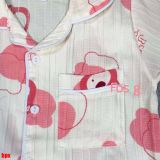  [6-7kg] Set Đồ Bộ Ngủ Ngắn Pijama Vải Xô Cho Bé - Kem Gấu Dâu 