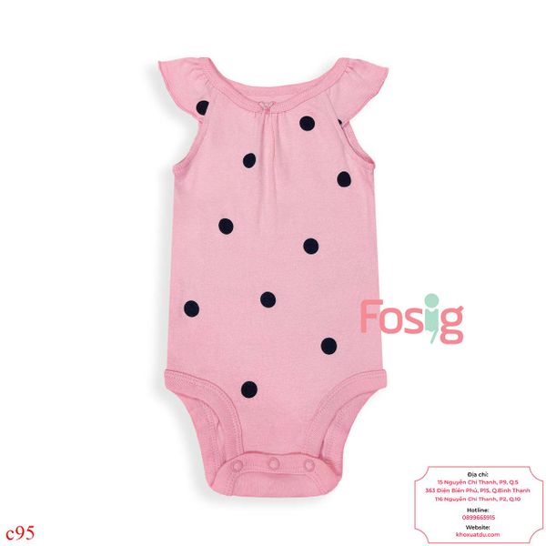  [0-3M ; 18M] Bodysuit Cánh Tiên Bé Gái Cter50 - Hồng Chấm Đen 