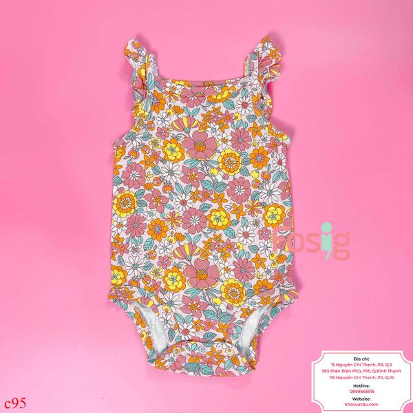  [3m-12m] Bodysuit Cánh Tiên Bé Gái Cter50 - Hồng Hoa Nâu 