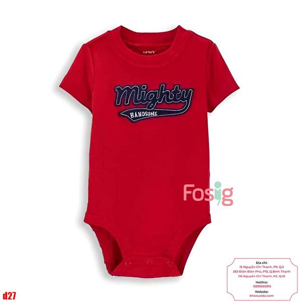  [0-3m ; 12-18m] Bodysuit Tay Ngắn Bé Trai Cter50 - Đỏ Mighty 