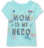  [15-16kg] Áo Thun Tay Ngắn Bé Gái PL - Xanh Biển Mom Is My Hero 