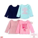  [13-15kg] Set 4 Áo Thun Tay Dài PL + Gara Bé Gái - Combo màu ngẫu nhiên 