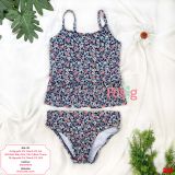  [12-14kg ; 18-19kg] Đồ Bơi 2 Mảnh Bé Gái Oskos - Navy Hoa Nhỏ AV 