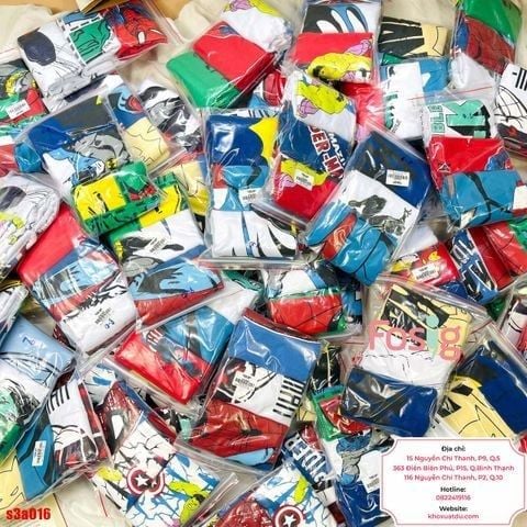 [11-35kg] Set 3 Áo Thun bé trai Cotton Siêu Nhân HM Mix Nhiều Màu- Set màu ngẫu nhiên S3A20 