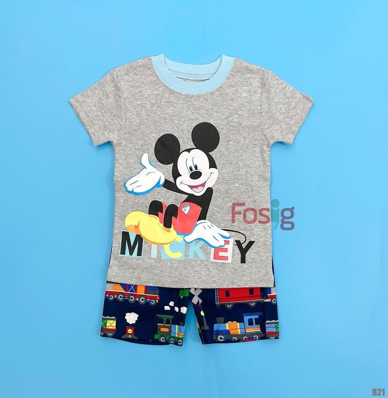  [17-18kg ; 20-22kg] Đồ Bộ Ngắn Bé Trai Car - Xám Mickey Màu 