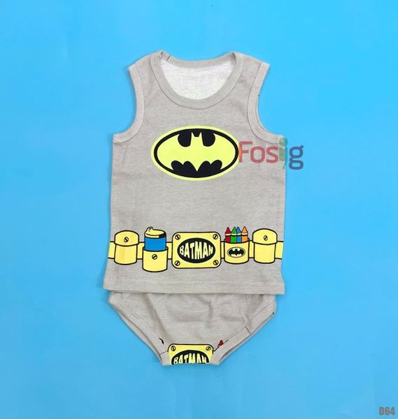  [6-8kg] Set Đồ Bộ Đùi 3 Lỗ Bé Trai - Xám Batman 