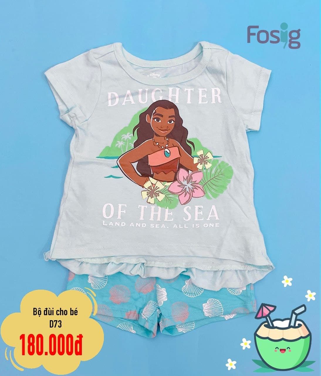  [9-10kg] Set Đồ Bộ Đùi Bé Gái DN - Xanh Daughter [Quần Sò] 