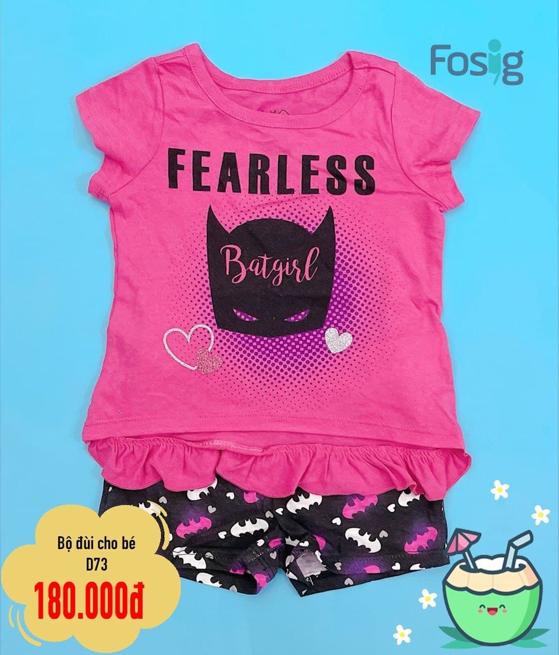  [9-10kg] Set Đồ Bộ Đùi Bé Gái DN - Hồng Fearless 