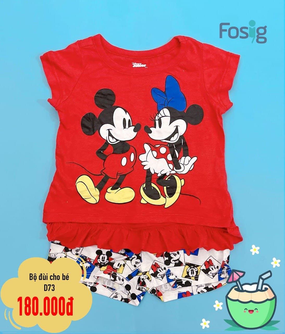  [9-10kg] Set Đồ Bộ Đùi Bé Gái DN - Đỏ Mickey 