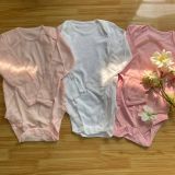  [9-10kg] Set 3 Bodysuit Tay Dài Bé Gái - Hồng Trắng 