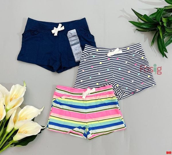  [3m-18m; 4-5T] Set 3 Quần Short Da Cá Bé Gái Cter - Combo ngẫu nhiên 