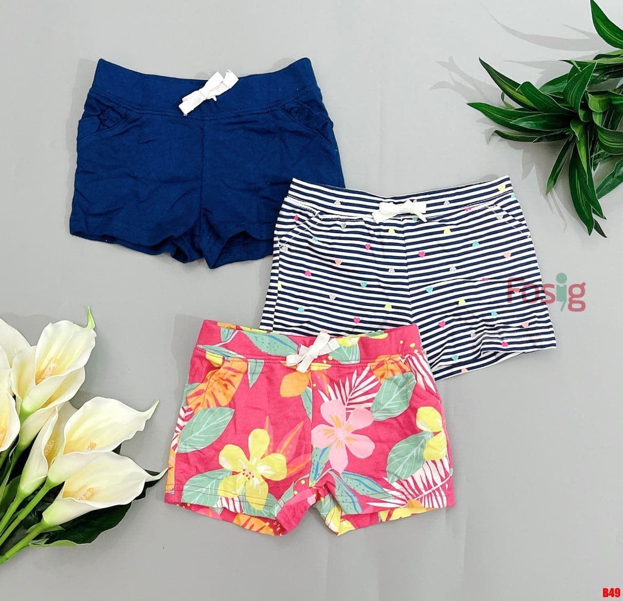  [3m-18m; 4-5T] Set 3 Quần Short Da Cá Bé Gái Cter - Combo ngẫu nhiên 