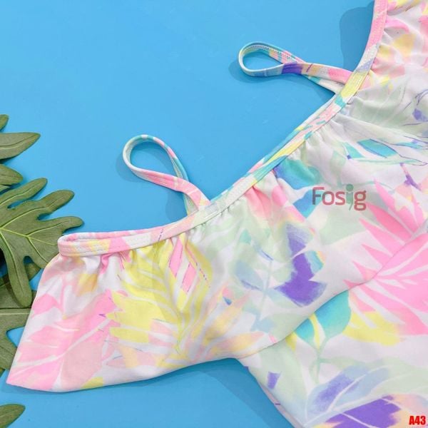  [36-40kg] Đồ Bơi Bé Gái PL - Hoa Lá Màu 