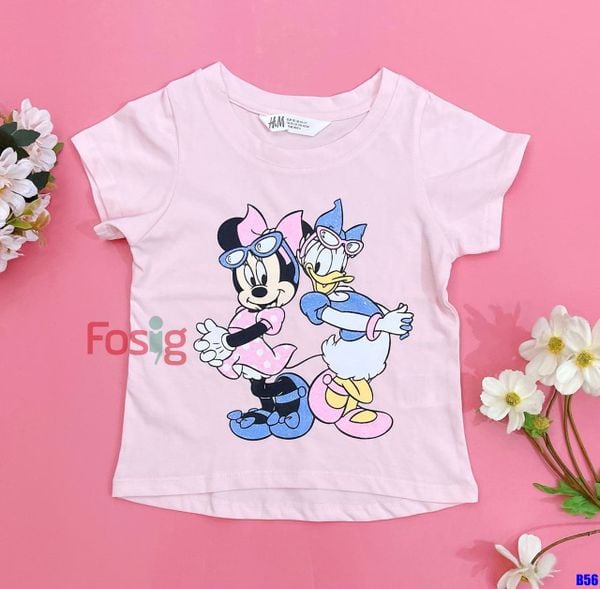  [13-14kg] Áo Thun Tay Ngắn Bé Gái AHMBG - Hồng Vịt Mickey 