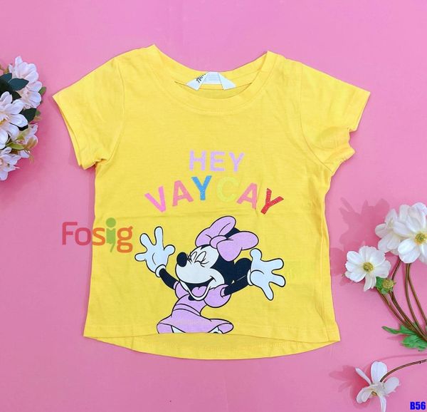  [21-24kg] Áo Thun Tay Ngắn Bé Gái AHMBG - Vàng Mickey 