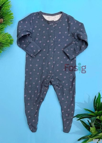  [6-9m] Sleepsuit Cúc Bấm Có Vớ Bé Gái Geo - Đen Sao Tím 