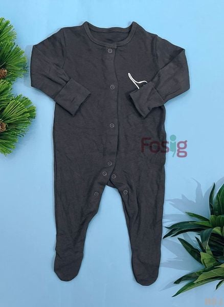  [3m] Sleepsuit Cúc Bấm Có Vớ Bé Trai Geo - Đen Voi 