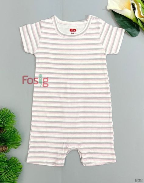  [3-6m] Romper Đùi Bé Gái MG - Sọc Hồng Xám 