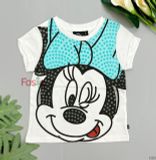  [19-20kg] Áo Thun Tay Ngắn Bé Gái DNBG - Mickey Nơ Xanh 