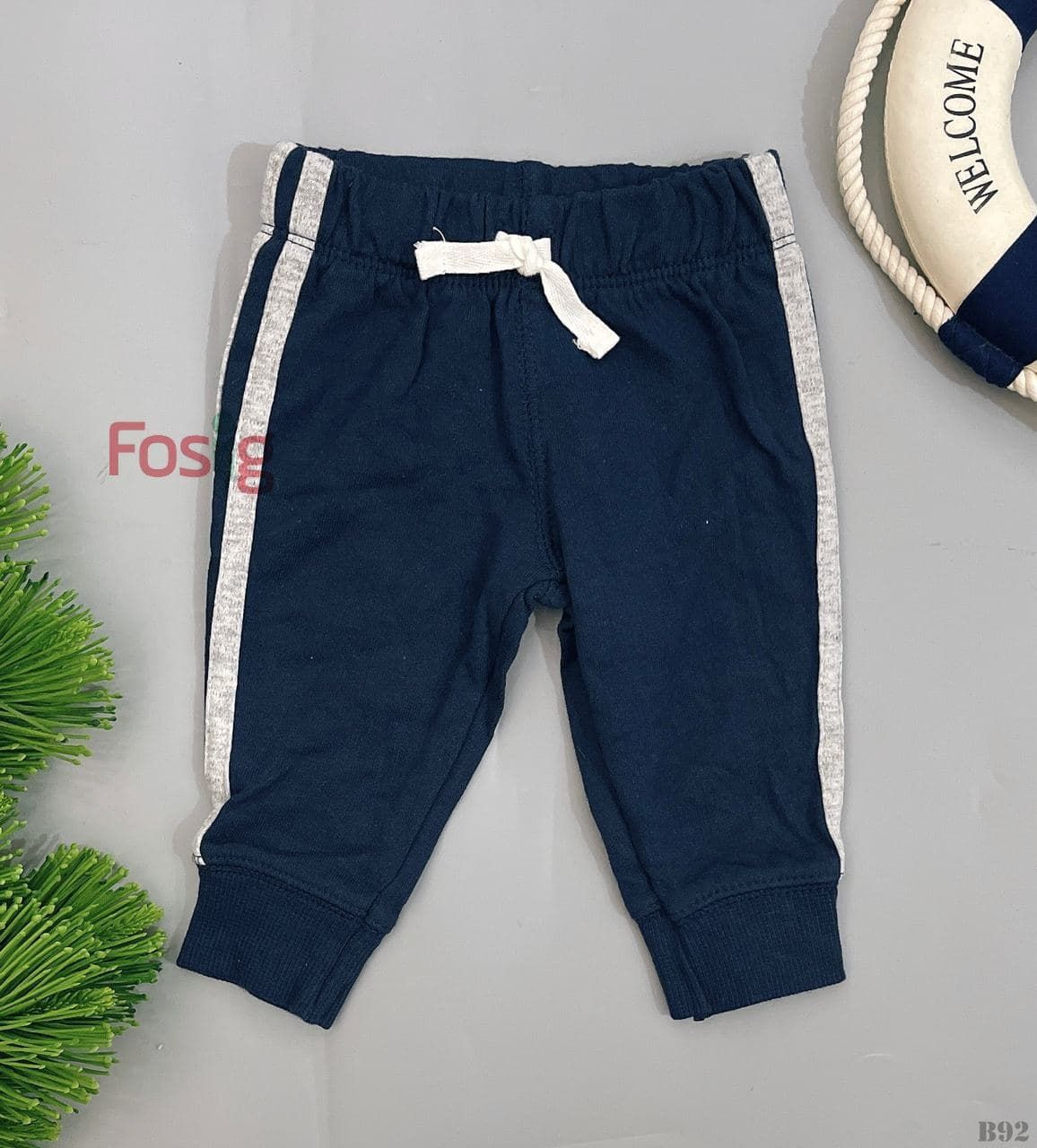  [3m-6m] Quần Thun Dài Bé Trai Cter - Navy Viền Xám 