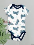  [0-3m] Bodysuit Tay Ngắn Bé Trai CK - Trắng Moto 