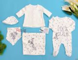  [3m-9m] Set 5 Món Cho Bé Gái George - Trắng (Khăn 71x74cm) 