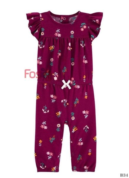  [0-3m, 9-12m] Romper Jumpsuit Bé Gái Cter - Tím Hoa Nhỏ 