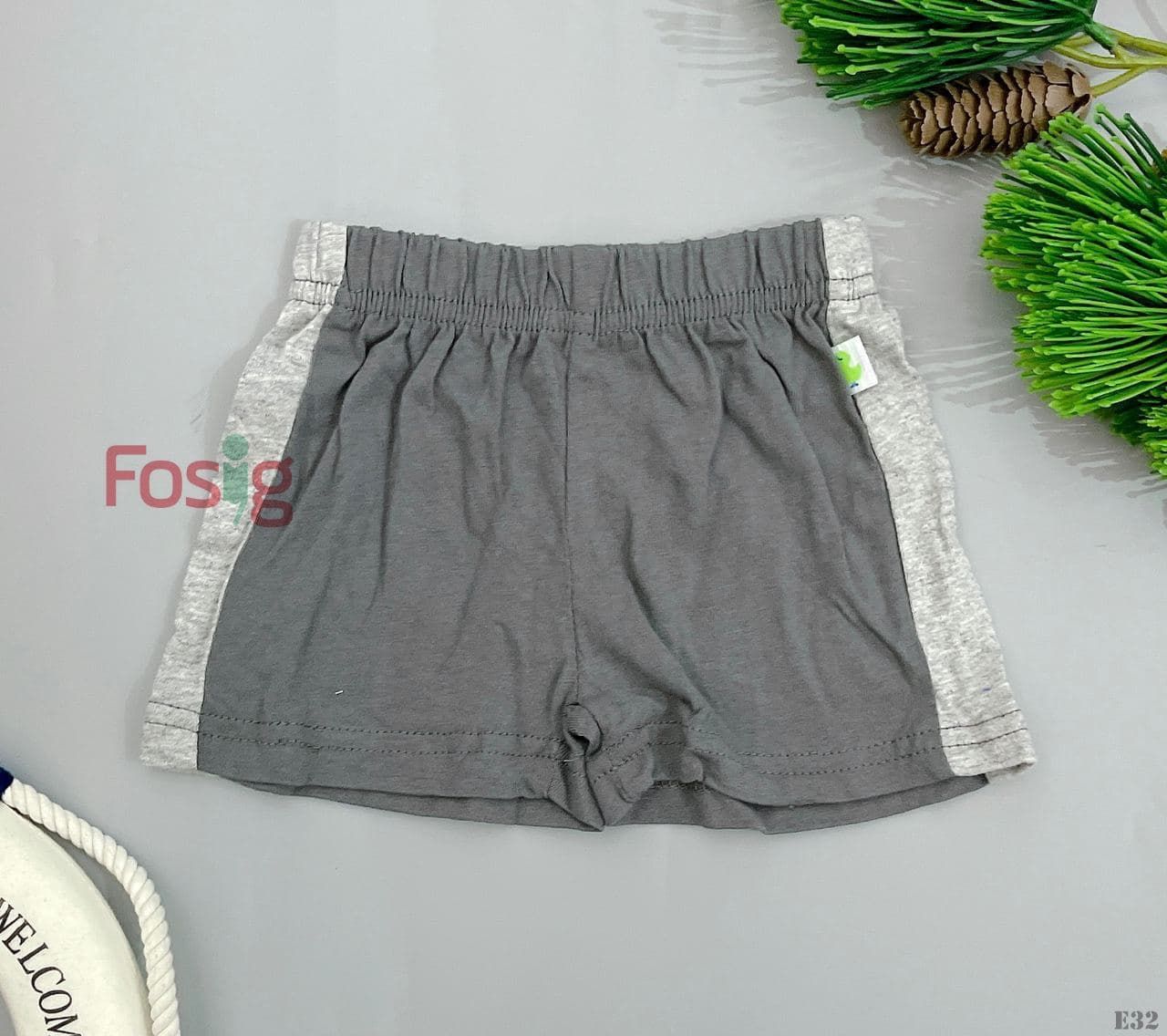  [3m-9m] Quần Short Cotton Bé Trai QSBT - Xám Viền Xám 