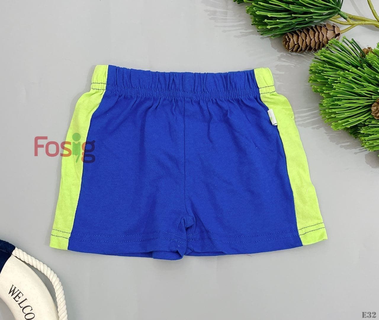  [3m-9m] Quần Short Cotton Bé Trai QSBT - Xanh Nhạt Viền Xanh 