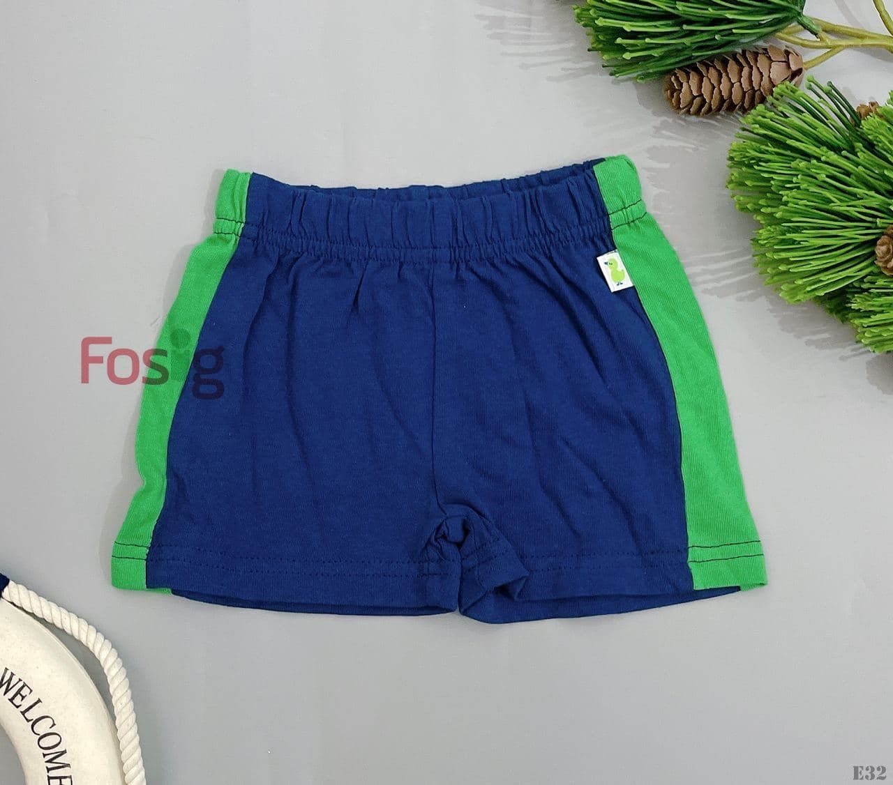  [3m-9m] Quần Short Cotton Bé Trai QSBT - Navy Viền Xanh 