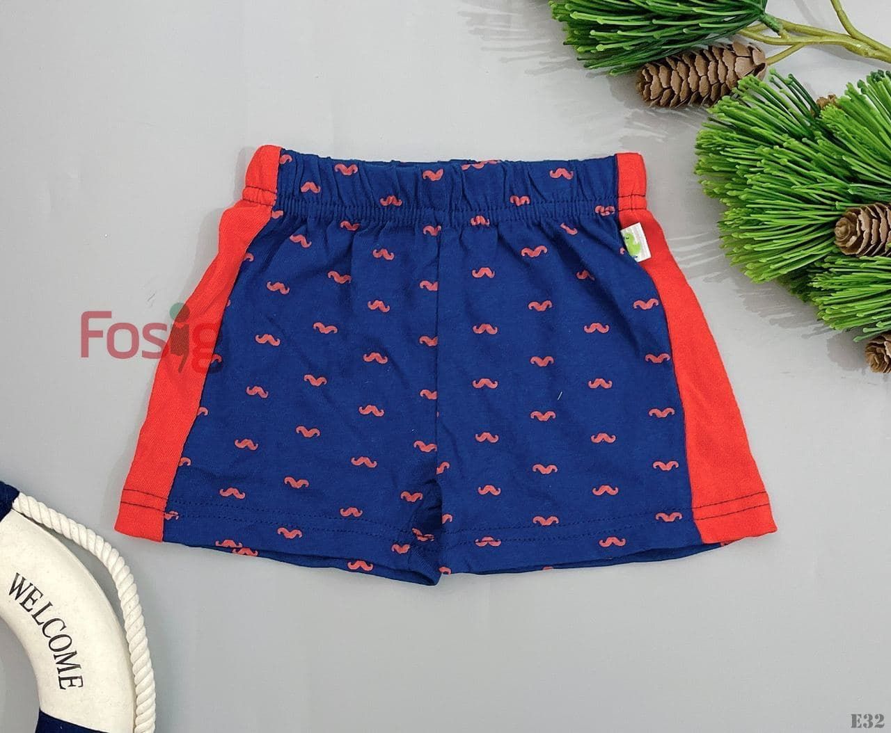  [3m-9m] Quần Short Cotton Bé Trai QSBT - Navy Râu Đỏ 