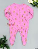  [3m] Sleepsuit Cúc Bấm Có Vớ Bé Gái Geo - Hồng Gấu Nâu 