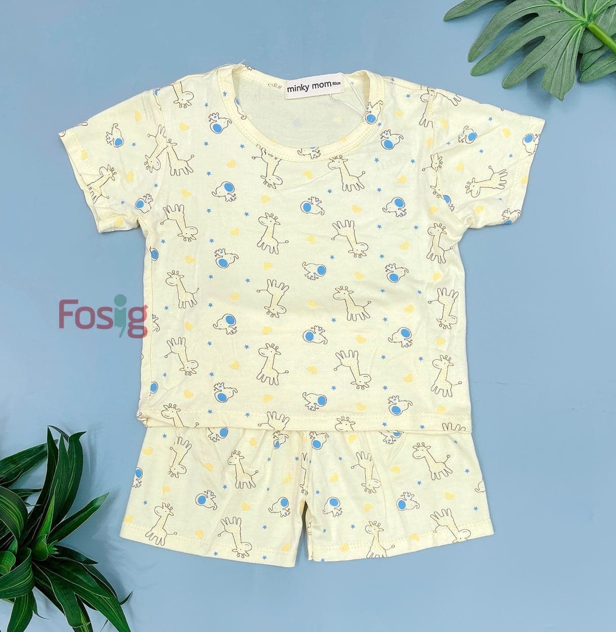  [9-10kg] Set Đồ Bộ Đùi Sơ Sinh Thun Lạnh Siêu Mịn Co Giãn - Vàng Nhạt Hươu 