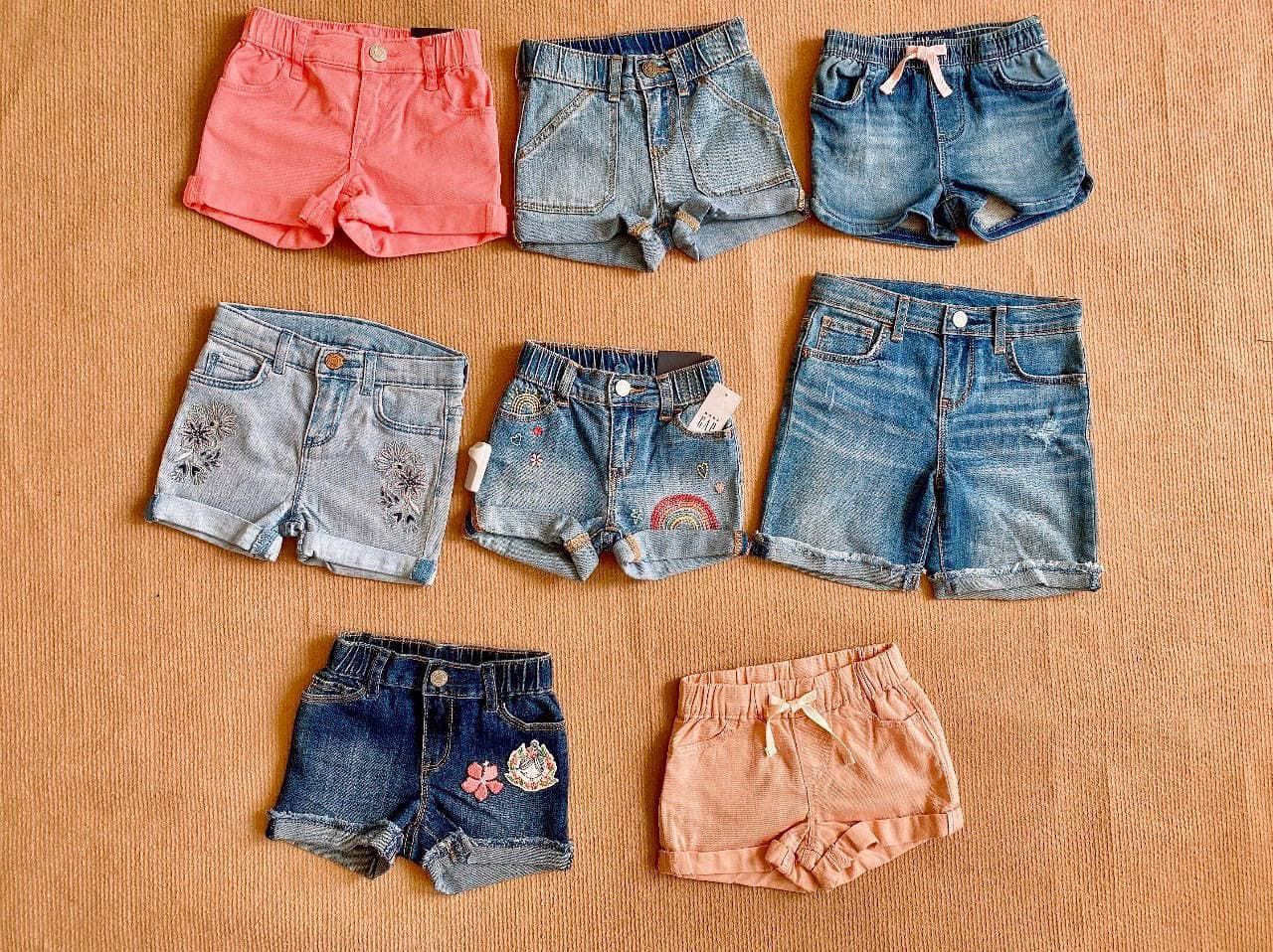  [13-14kg] Quần Short Jean Bé Gái GP - Xanh Hoa Cầu Vồng 