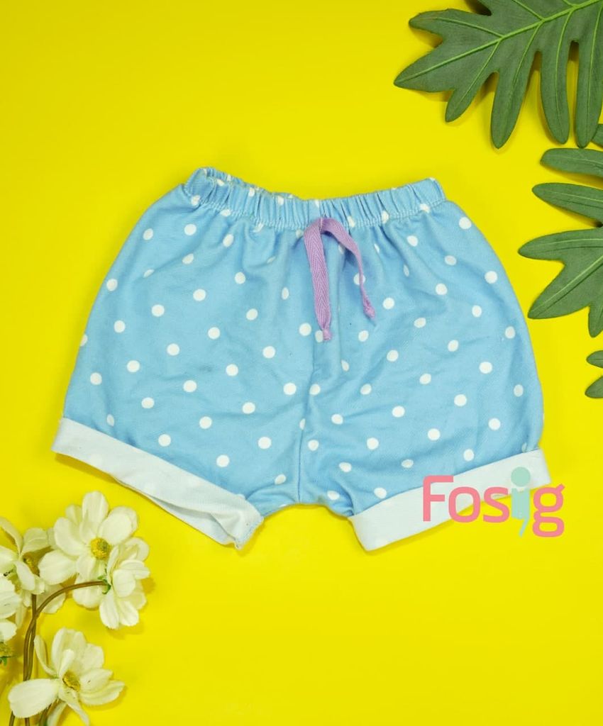  [6-7kg] Quần Short Bé Gái - Xanh Chấm Trắng 