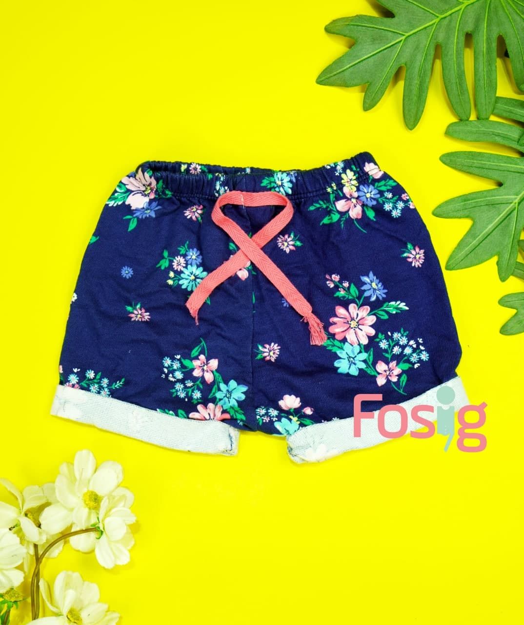  [6-7kg; 15-16kg] Quần Short Bé Gái - Navy Hoa Hồng 