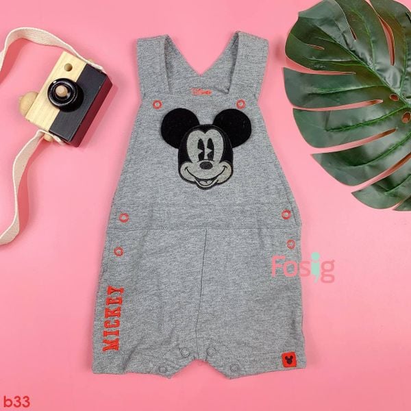  [0-3m] Yếm Bé Trai DN - Xám Đen Mickey 