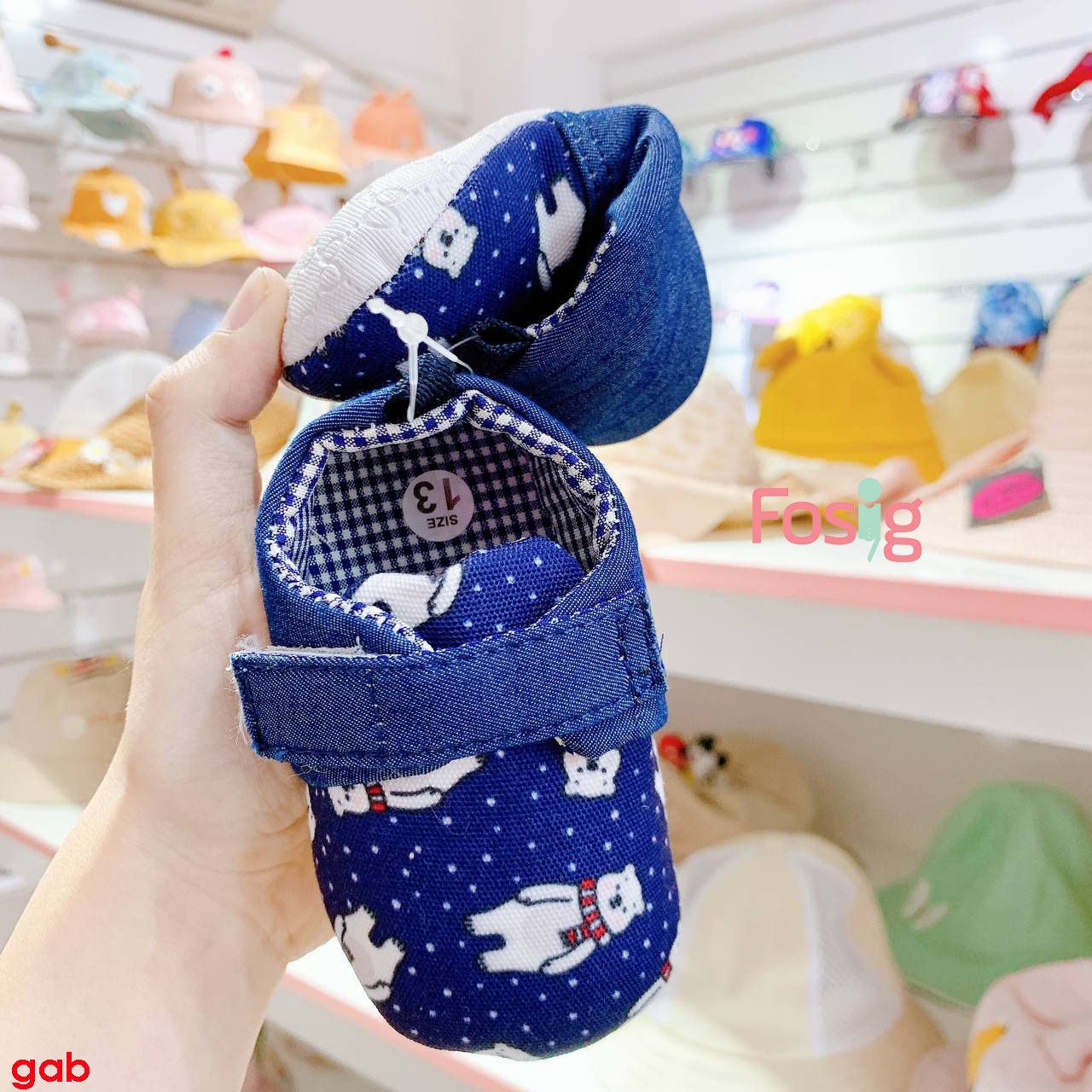  [11-13cm] Giày Vải Tập Đi Siêu Nhẹ Cho Bé - Xanh Gấu Trắng 