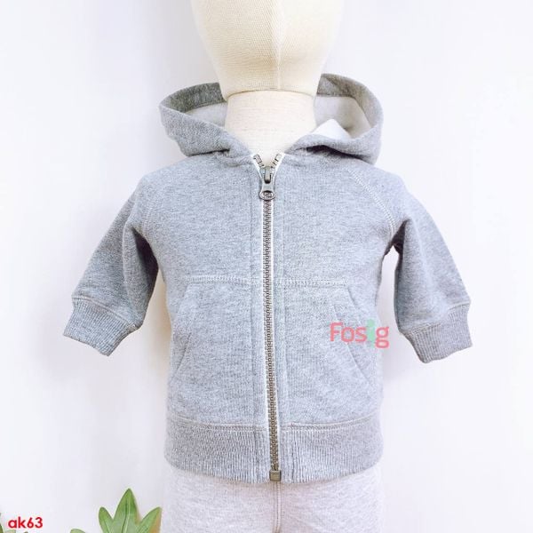  [3m; 3-4T] Áo Khoác Nỉ Bé Trai Cter - Xám Trơn 