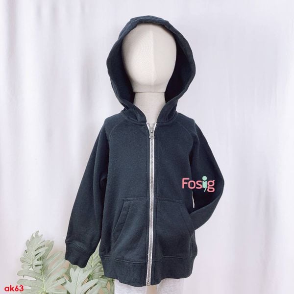  [3-6m; 3-5T] Áo Khoác Nỉ Bé Trai cter - Đen Trơn 