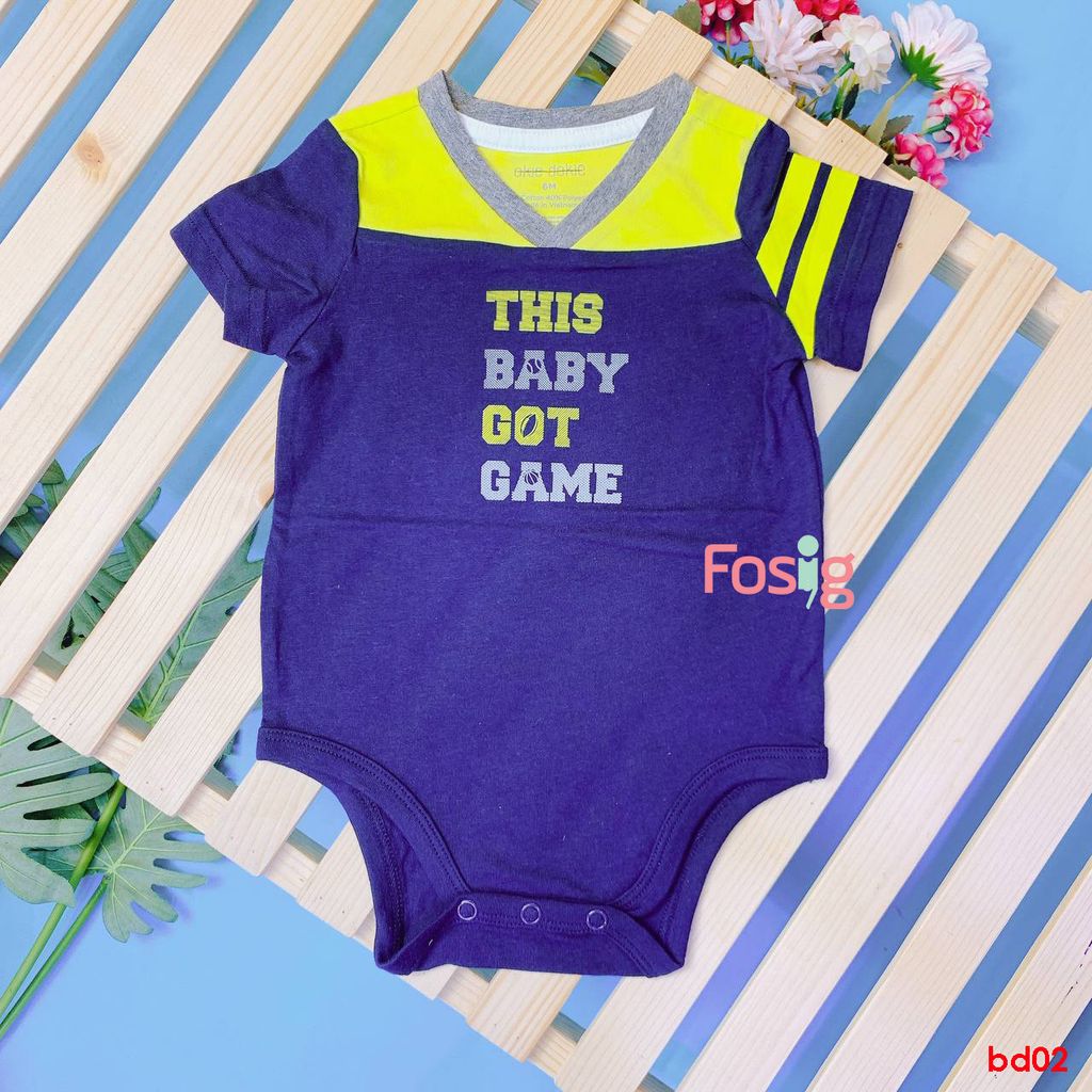  [3-6m] Bodysuit Tay Ngắn Bé Trai OD - Navy Xanh This 